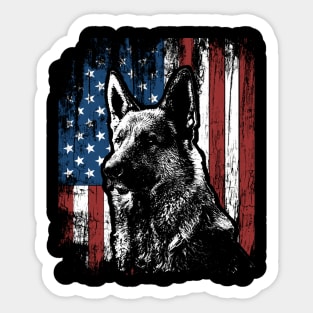 Ger Shepherd 4Th Of July American Flag Sticker